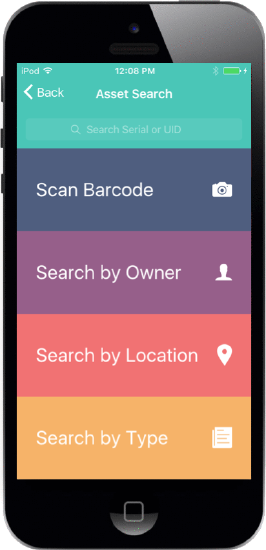 Asset App - Asset Search screen