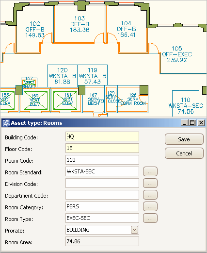 screen shot of the Asset Type dialog that appears when you run the Edit Data command