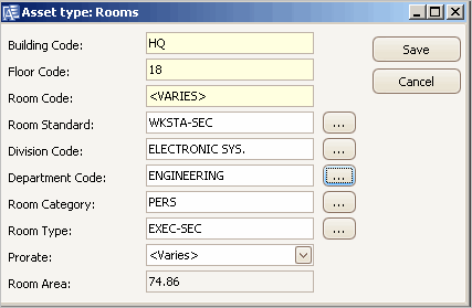screen shot of the Asset Type dialog that appears when you run the Edit Data Multiple command